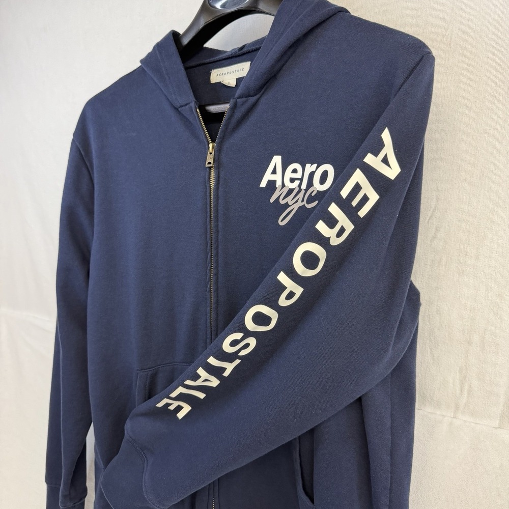 Aeropostale Men's Navy Zip Up Hoodie